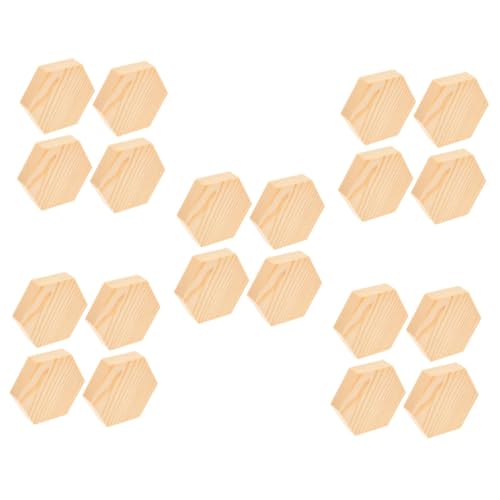 ULDIGI 20 Stk Sechseckige Pinienspäne holziges Dekor Sechskantausschnitte zum Basteln Hexagon Holzstücke für Kunstprojekte Holzspäne für DIY sechseckige unfertige Holzscheiben Kiefernholz von ULDIGI