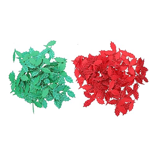 ULDIGI 200St Weihnachten hinterlässt Konfetti Mini-Dekor Desktop-Dekor Handdekor dekoration schlafzimmer weihnachten party tischdeko DIY-Geschenkzubehör Desktop-Blatt-Ornament Plastik rot von ULDIGI