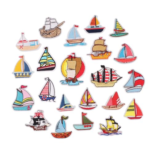 ULDIGI 23St Segelpatch handmade aufnäher sewing accessories Niedliche Segelboot Patches Stickereiflecken Flicken für Hosen Buchstabendekor gestickter Aufnäher Hotmelt-Aufkleber Polyester von ULDIGI