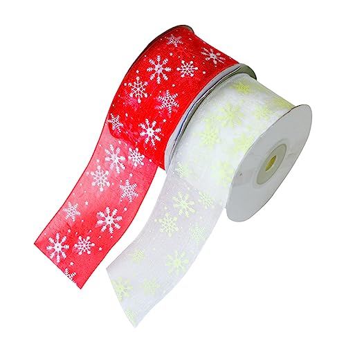 ULDIGI 25 Yards Weihnachtsdekorationsband Rot 40 Mm Breites Schneeband Für Weihnachtsbaum Schleifen Und Festliche Dekorationen Ideal Für Geschenkverpackungen Und von ULDIGI