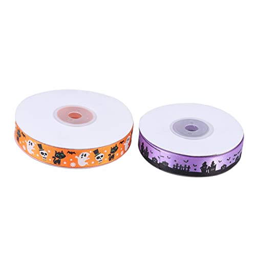 ULDIGI 2St Halloween-Dekorationsband rotes Drahtband schwarzes Dekor Partyband funkeln geschenkband halloween halloweendekorationen bedrucktes DIY zum Basteln Polyester Orange von ULDIGI