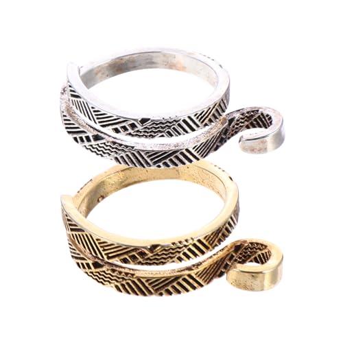 ULDIGI 2st Geld Haken Silberne Accessoires Fingerhut Ring Stricken Häkelschlaufe Aus Wollgarn Verstellbarer Geflochtener Ring Strickhäkelgarnring Fingerstrickring Garnführer Metall Silver von ULDIGI