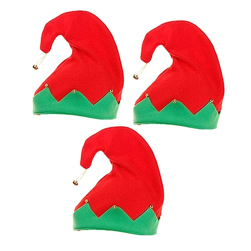 ULDIGI 3 Stk Weihnachtsmütze Für Kinder Weihnachtshutverzierung Dekorative Weihnachtsmütze Neuheit Elfenmütze Elfenhüte Für Die Weihnachtsfeier Krippendekor Rollenspielkostüm Flanell Rot von ULDIGI