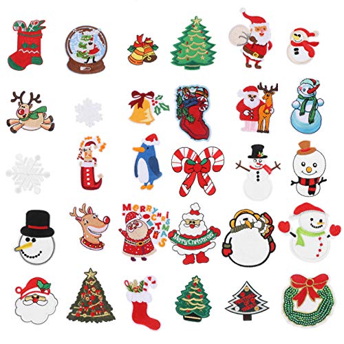 ULDIGI 30St Weihnachtssticker aus Stoff Stoffflicken weihnachten nähen auf flecken Kronenaufkleber für Stoff stickerpappier stickrahmen Patches Applikationen Patches im Weihnachtsstil von ULDIGI