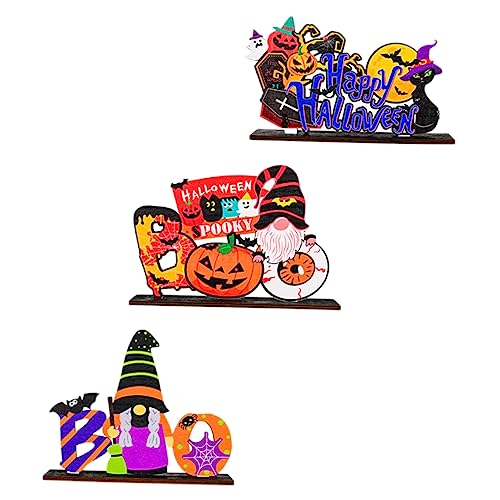 ULDIGI 3St Halloween-Ornamente Hausdekorationen für zu Hause Halloween- Halloween Schild Halloween Fahne esstisch Tischdekoration für Halloween-Partys Tischschilddekoration hölzern von ULDIGI