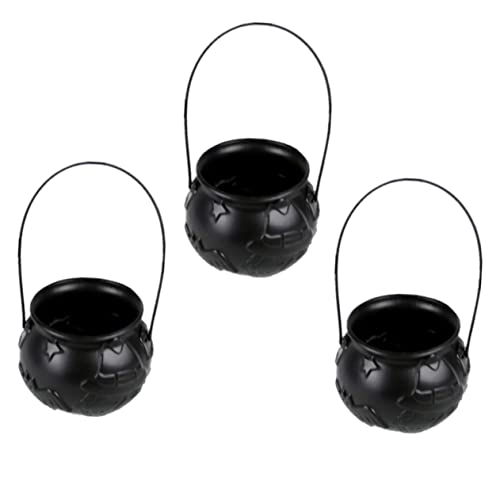 ULDIGI 3St Halloween-Süßigkeitsglas Halloween süßigkeiten Halloween Party Set schwarzer Behälter Mini-Süßigkeitenkessel Bonbonglas für Halloween Halloween-Süßigkeitsbehälter Plastik Black von ULDIGI