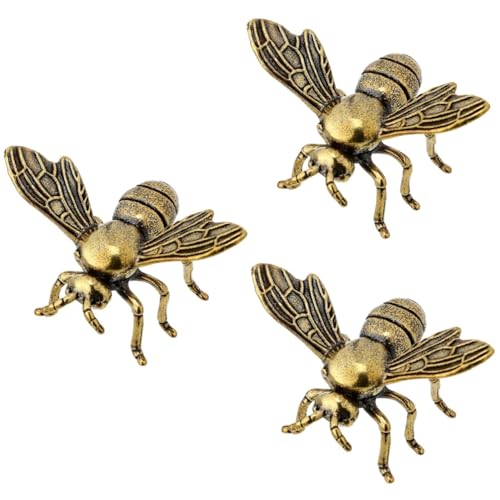 ULDIGI 3St Messing Biene Mini Bienenskulptur Bienenfiguren zum Basteln Anhänger inneneinrichtung Indoor Decoration Ohrstecker Gold Spielzeug Messingdekor Kunsthandwerk aus Messing Golden von ULDIGI