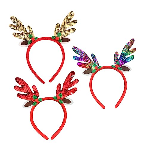 ULDIGI 3St Weihnachtsgeweih Stirnband Hirschgeweih Stirnband Hirsch-Stirnband Weihnachts-Geweih Haarreif Weihnachtskopfschmuck Rentiergeweih Weihnachts-Haarschmuck weihnachtsfeier liefert von ULDIGI