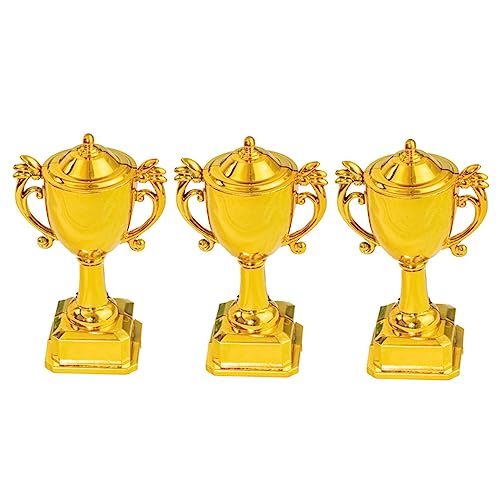 ULDIGI 3st Trophäe Kuchen Dekorieren Anzeige Spielzeug Cupcakes Trophäe Andenken Topper Party Begünstigt Trophäen Goldener Pokal Cupcake-dekoration Trophäenbecher Kinderparty Plastik von ULDIGI