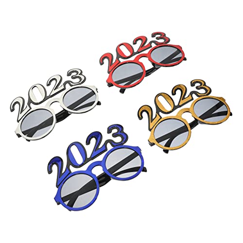 ULDIGI 4 Paare 2023 Brille faschingsbrille karnevalsbrille partyglasses 2023 Silvester Foto Requisiten Silvester-Party-Dekoration Kostümzubehör für das neue Jahr Zahlenbrille Stk von ULDIGI