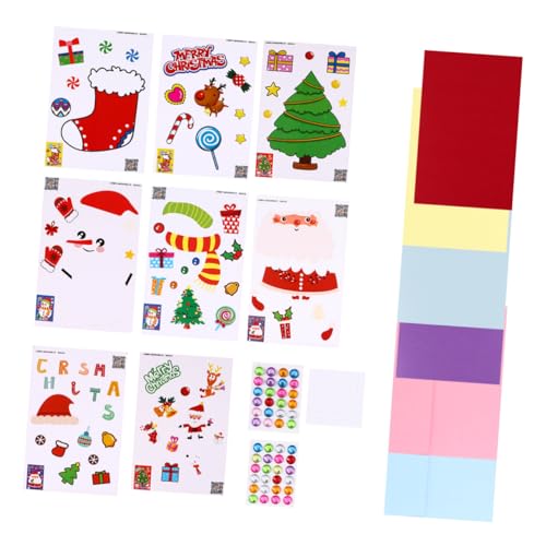 ULDIGI 4 Satz Weihnachtsgrußkarte Diy Machen Materialpaket Bastelaufkleber Für Weihnachtskarten Weihnachtsfeier Weihnachtskarten Zum Basteln Kinder Weihnachten Diy Bastelset Papier von ULDIGI