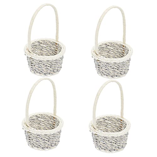 ULDIGI 4 Stück Einkaufskorb Picknickkörbe aus Rattan Pflanzkörbe rustikaler Korb Aufbewahrungskorb für zu Hause storage baskets plastikkorb Schicker Aufbewahrungskorb Foto-Requisite Grey von ULDIGI