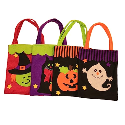 ULDIGI 4 Stück Halloween-Einkaufstaschen-Geschenktasche Halloween-Süßigkeitstüte Beutel Geschenktüte halloween tasche halloween bag Aufbewahrungstasche Tragetasche Gebürstetes Tuch von ULDIGI