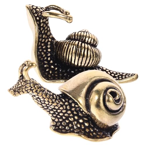 ULDIGI Minischnecken 4 Stück Schneckenschmuck Bürodeko Büro Dekoration Schnecken-Ornament Messing-teepet Exquisite Schneckenfigur Schneckendekor Haustee Haustier Startseite Retro-Schnecke Kupfer von ULDIGI