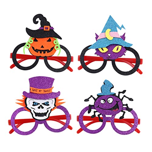 ULDIGI 4 Stück Spinne Kürbis Gläser Partybrille Kastagnetten Für Kinder Lustige Brille Spinnennetz-brille Halloween-cosplay-brille Halloween-katzenbrille Skelettförmige Brille Plastik von ULDIGI