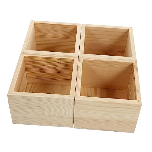 ULDIGI 4 Stücke Boxen kleine Holzkiste ohne Deckel Schmuck Organizer klar Desktop-Dekor storage boxes aufbwahrungs-box Holzbox Organizer für Schmuck Ohrringhalter hölzern von ULDIGI