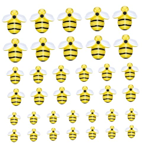 ULDIGI 45St Harz Biene Dekor kopfschmuck herstellung versorgung Bastelbedarf Cartoon-Bienen-Anhänger cute decor giteer safe tiere rasen Bienenaufkleber aus Harz Harzteile für DIY Yellow von ULDIGI