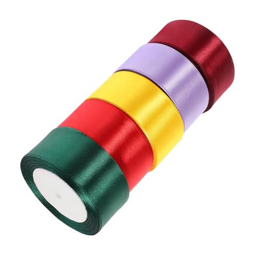 ULDIGI 5 Rollen 4 cm breites Satinband ribbon bandfeile packaging tape paketband Partyband verpacken Satinband breit Dekorationen für Hochzeitszeremonien Bastelbänder Banddekor Polyester von ULDIGI