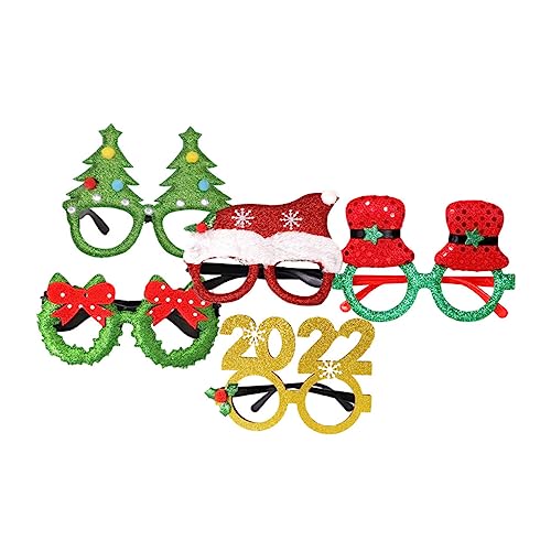 ULDIGI 5 Stk Weihnachtsbrillengestell Party-Requisiten Partybrillen Dekoration lustige Partybrille weihnachtsdeko weihnachts party Brillengestell Dekor weihnachtsparty liefert Plastik von ULDIGI