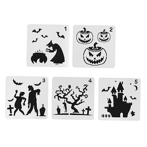 ULDIGI 5 Stück Halloween Vorlage Halloween Taschenfüller Bodenschablone Schablonen Zum Malen Farbschablonen Halloween Malschablonen Kürbisse Schablonen Schablonen Kunststoff von ULDIGI