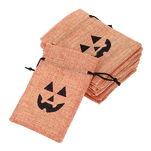 ULDIGI 50 Stück ，，，， halloween tasche halloween bag geschenksack halloweensüsichkeiten snack bag Halloween-Geschenktüten Geschenkbeutel mit Kordelzug Hanfimitat Orange von ULDIGI