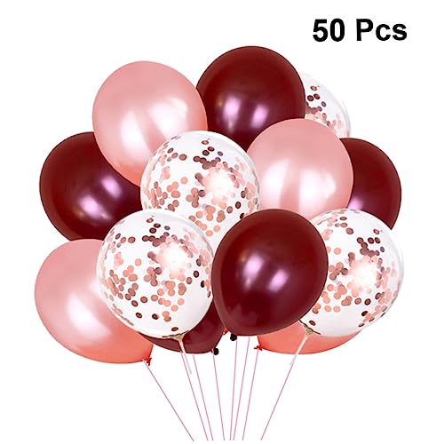 ULDIGI 50 Stück 12 Zoll Latexballons Weinrot Roségold Und Roségold Konfetti Perfekte Deko Für Hochzeit Geburtstag Und Partys Hochwertige Luftballons Für Festliche Anlässe von ULDIGI