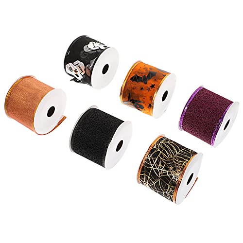 ULDIGI 6 Rollen Halloween-Bänder Halloween-Verpackungsbänder Halloween-Bandbesatz Halloween-Ripsband geschenkband halloween Polyester- für Halloween Halloween-Elemente- Partyband von ULDIGI