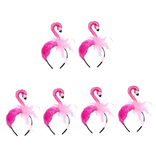 ULDIGI 6 Stk Flamingo-stirnband Geburtstags-flamingo-stirnbänder Kinder Dekor Mädchen Stirnband Deko-flamingo Für Kinder Make-up-haarband Haarbänder Für Mädchen Kopfbedeckung Rosa Feder von ULDIGI