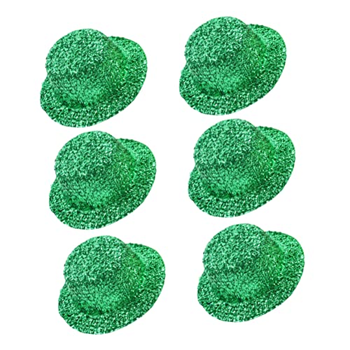 ULDIGI 6St Irischer Hahnrei kapuzenpullover kopfhoerer party decoration dekoringe st. Patricks Day Zylinderhut glitzernde grüne Minihüte Puppenhut basteln Miniaturhüte farbige Seidenwolle von ULDIGI