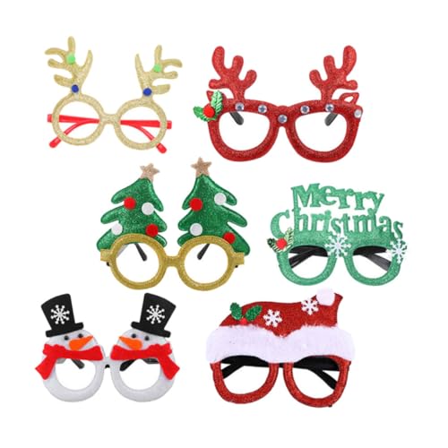 ULDIGI 6St Weihnachtsgläser glitzernde Partybrille Weihnachtsdekoration Requisiten christmas glasses weihnachtsbrillen schnapsgläser Gläser für die Weihnachtsfeier Party-Cartoon-Brille von ULDIGI