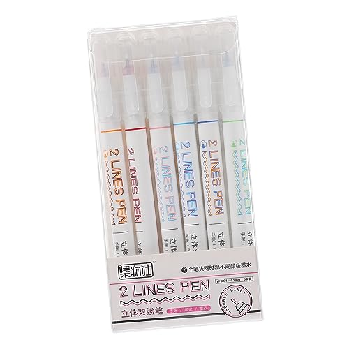 ULDIGI 6St zweizeiliger Stift farbiger Textmarker Glitzer-Stift-Marker doppelt Zeichenstift poster personalisiert personalisiertes poster Umrissstift farbiger Filzstift Plastik Colorful von ULDIGI