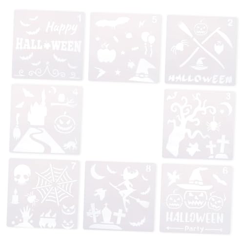 ULDIGI 8St Halloween-Zeichnungsvorlage Prägeschablone Halloween-Schablone basteln halloween kinder halloween decorations Halloween-Malvorlagen Hexenkürbis-Malform Plastik Weiß von ULDIGI