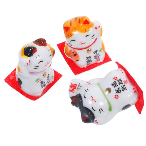 ULDIGI 9 STK Katzen-Desktop-Ornamente Katze winkt mit dem Arm schöne chinesische Katze Armaturenbrett Maneki Neko Figur Office Decoration Cute Decor wohnaccessoires Keramik Handwerk von ULDIGI