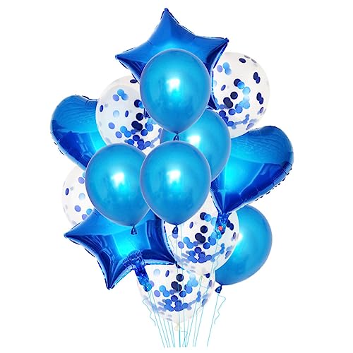 ULDIGI Aluminium Folienballons Set Zur Partydekoration 2 Herzballons 2 Pentagramm Ballons 5 Perlmutt Luftballons 5 Konfetti Ballons 12 von ULDIGI