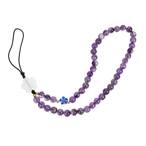 ULDIGI Amethyst-Handy Kette Handy Lanyards Für Um Den Hals Schlüsselband Am Handgelenk Telefondekoration Handy Kamera-aufhängeband Schlüsselarmband Damen Perlen Handyhalter Stein von ULDIGI