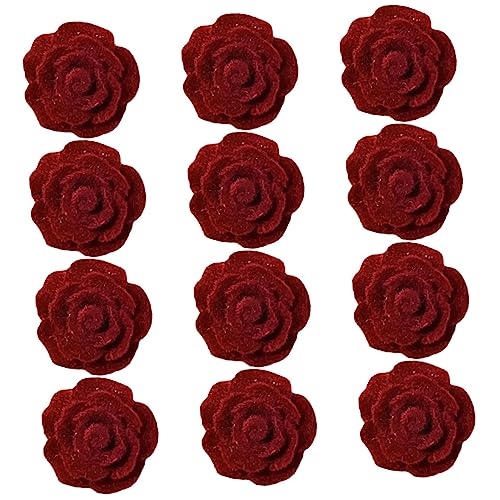 ULDIGI Bastelt Blumen Floam Flatback Flatback Rosen Blumenverzierungen Rosen Patches Handwerk Rosenblumen Haarclip Blumen Charms Rote Rosen Blumenperlen für Haarspange Stirnband von ULDIGI