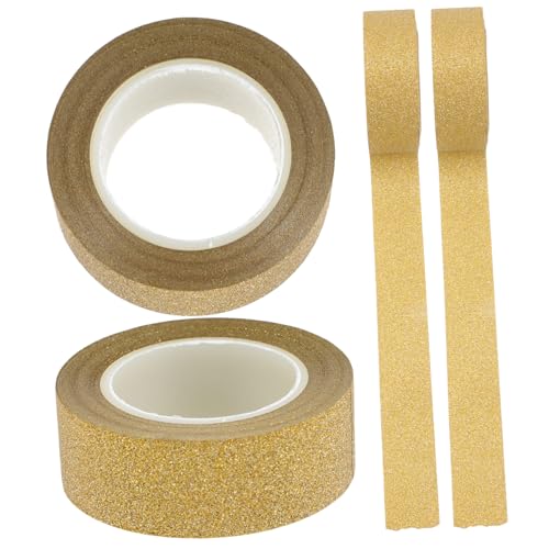 ULDIGI Dekoratives Washi Tape Scrapbooking Bänder Glitzerndes Goldenes Washi Tapedekoratives Selbstklebendes Geschenkband Glitzer Washi Bänder Dünne Washi Bandrolle Beschreibbarer von ULDIGI