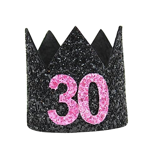 ULDIGI Geburtstagskappe Hüte Requisiten zum 30. Geburtstag lustiger Partyhut Tiara zum 30. Geburtstag babybad partydekoration Mini-Hut Kappen Stirnband Glitzerhut Kronenhut zum Geburtstag von ULDIGI