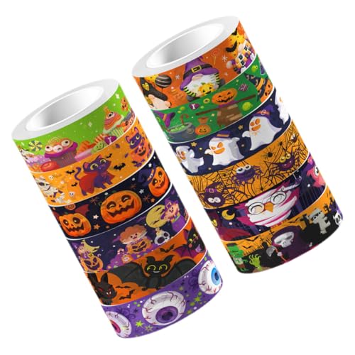 ULDIGI Halloween Elemente Band Dekoratives Klebeband Halloween Washi Tape Feiertags Washi Tape Katze Kürbis Geist Bastelband Klebeband für Scrapbooking Masking Tape Halloween Aufkleber von ULDIGI