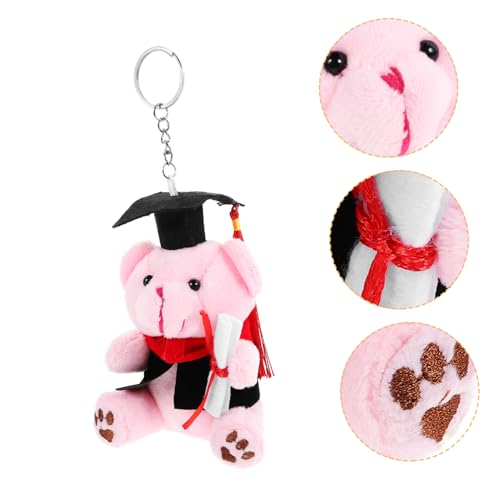 ULDIGI Plüschtier-Anhänger cuddly toy little bear stuffed soft toys plush toy anorith plush Abschlussbär Schlüsselanhänger Dekor Flauschiger Schlüsselanhänger-Ornament PP Baumwolle Rosa von ULDIGI