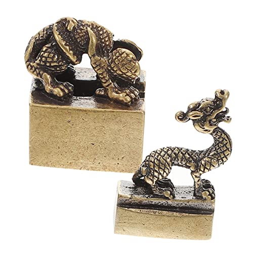 ULDIGI Qinglong-Siegel Feng-Shui-Reize Mini-Tiere Reichtum Glücksfigur Tischfigur Mini-Drachenanhänger Vintage-Dekor Drachenstatue chinesische neujahrstiere Sternzeichen Dekoration Kupfer von ULDIGI