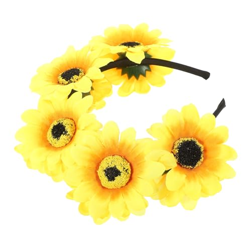 ULDIGI Simuliertes Blumen-sonnenblumen-stirnband Party-haare Neuartige Stirnbänder Dekoratives Stirnband Sonnenblumen-stirnbänder Für Frauen Blumenkopfschmuck Entzückender Haarreif Stoff von ULDIGI