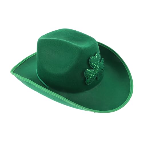 ULDIGI Cowboyhut Mit Kleeblatt Zum St. Patricks Day Irisches Design Grüne Cowboykappe Für Festfeiern Für Frauen von ULDIGI