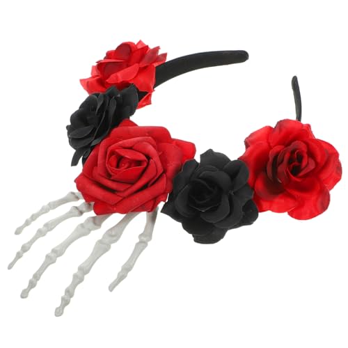 ULDIGI Stirnband-Cosplay frauen kopfschmuck halloween haarspangen haarspange halloween Haarband haarschmuck Halloween-Stirnband mit künstlichen Rosen Halloween-Kostüm-Kopfschmuck Stoff von ULDIGI