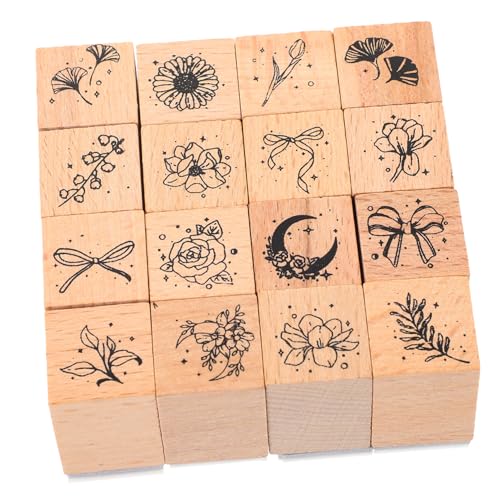 ULDIGI Tagebuchstempel Blumenstempel Vintage Stempel aus Dekorative Blumen und Pflanzenstempel für Holzstempel Tagebuch Stempel Bastelbriefe Tagebuch Basteln Scrapbooking Planer Tagebuch von ULDIGI