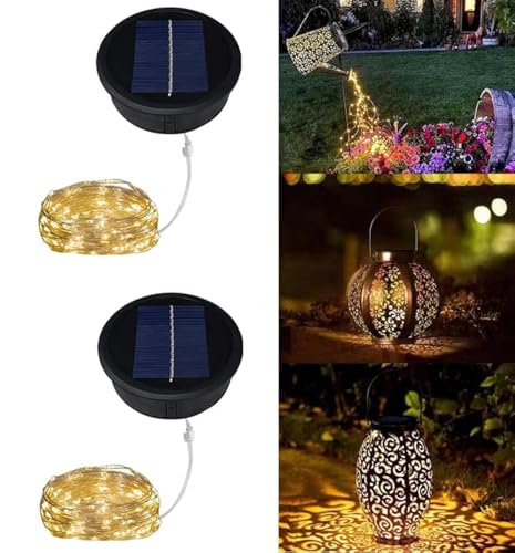 2 Stück 9,5 cm/3,74 Zoll Solarleuchten Ersatzteile mit wasserdichten LED-Lichterketten für den Außenbereich Solar-Gießkanne und hängende Laternen, warmweiß von ULEMONDEE