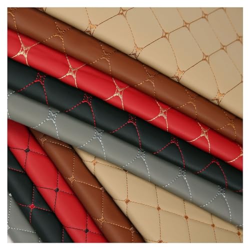 Kunstleder Lederkonzept Kunstleder Polsterstoff Gesteppt Kaschiert Meterware Möbelstoff Dekostoff(Farbe: Rot, Größe: 1,4x1m/4.59x3.28ft)(Beige,1.4X2m) von ULEZUAR