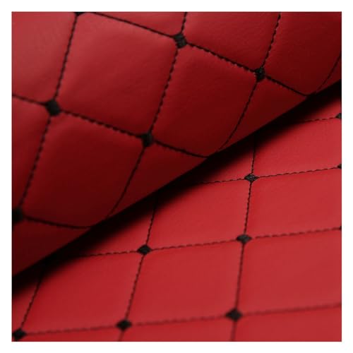 Kunstleder PVC Leder Polster Stoff Lederkonzept Kunstleder Polsterstoff Gesteppt Kaschiert Meterware Möbelstoff Dekostoff,Möbel Textil Meterware(Size: 1.4x1m/55.1x39.4inch,Colour: Black)(Red,1.4X7m) von ULEZUAR