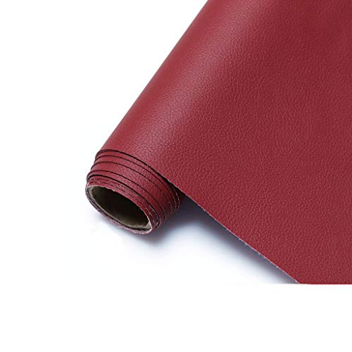 Kunstleder für Dekor und Beschichtung 160 x 100cm - Kunstleder für Sofas, Stühle, Kleidung, Accessoires - Polsterstoff Bezugsstoff Lederoptik(Colour: Red,Size: 1.6x1m/63x39.4")(Wine red,1.6X1m) von ULEZUAR