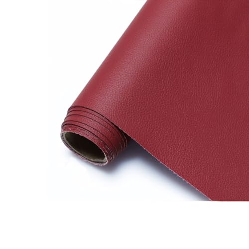 Polster PVC Kunstleder, Polsterstoff in Büffel Optik,Möbelstoff Meterware(Colour: Brown,Size: 1.6x1m/5.25x3.28ft)(Wine red,1.6X1m) von ULEZUAR